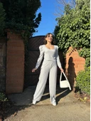 Fitilli prenses kol alt üst takım gri thumbnail 5