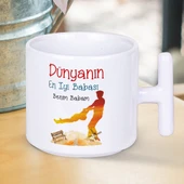 Dünyanın En İyi Babası Benim Babam Yazılı Babalar Gününe Özel Hediyelik T Kupa Bardak-1 thumbnail 1