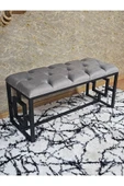 Siyah Boyalı İçi Kareli Diktörtgen 100 cm x 40 cm Oturak Puf - Bench - Makyaj Oturağı - Oturak Gri Renk 100 x 40 Boyut/Ebat thumbnail 1