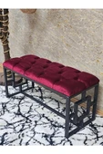 Siyah Boyalı İçi Kareli Diktörtgen 100 cm x 40 cm Oturak Puf - Bench - Makyaj Oturağı - Oturak Bordo Renk 100 x 40 Boyut/Ebat - 3