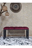 Siyah Boyalı İçi Kareli Diktörtgen 100 cm x 40 cm Oturak Puf - Bench - Makyaj Oturağı - Oturak Bordo Renk 100 x 40 Boyut/Ebat - 2
