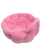 Süslüpati Kullanışlı Yıkanabilir Kumaş Silikon Elyaf Dolgulu Kedi Köpek Yatağı Pembe 52Cm thumbnail 3