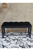 Siyah Boyalı İçi Kareli Diktörtgen 100 cm x 40 cm Oturak Puf - Bench - Makyaj Oturağı - Oturak Siyah Renk 100 x 40 Boyut/Ebat thumbnail 4