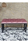 Siyah Boyalı İçi Kareli Diktörtgen 100 cm x 40 cm Oturak Puf - Bench - Makyaj Oturağı - Oturak Pembe Renk 100 x 40 Boyut/Ebat thumbnail 4