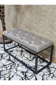 Siyah Boyalı Diktörtgen 100 cm x 40 cm Oturak Puf - Bench - Makyaj Oturağı - Oturak Gri Renk 100 x 40 Boyut/Ebat - 1