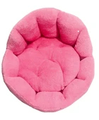 Süslüpati Kullanışlı Yıkanabilir Kumaş Silikon Elyaf Dolgulu Kedi Köpek Yatağı Pembe 52Cm thumbnail 1