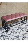 Siyah Boyalı İçi Kareli Diktörtgen 100 cm x 40 cm Oturak Puf - Bench - Makyaj Oturağı - Oturak Pembe Renk 100 x 40 Boyut/Ebat thumbnail 1