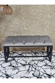 Siyah Boyalı İçi Kareli Diktörtgen 100 cm x 40 cm Oturak Puf - Bench - Makyaj Oturağı - Oturak Gri Renk 100 x 40 Boyut/Ebat thumbnail 4