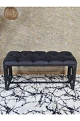 Siyah Boyalı İçi Kareli Diktörtgen 100 cm x 40 cm Oturak Puf - Bench - Makyaj Oturağı - Oturak Füme Renk 100 x 40 Boyut/Ebat thumbnail 4