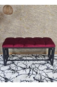 Siyah Boyalı İçi Kareli Diktörtgen 100 cm x 40 cm Oturak Puf - Bench - Makyaj Oturağı - Oturak Bordo Renk 100 x 40 Boyut/Ebat - 4