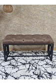 Siyah Boyalı İçi Kareli Diktörtgen 100 cm x 40 cm Oturak Puf - Bench - Makyaj Oturağı - Oturak Kahverengi Renk 100 x 40 Boyut/Ebat - 4