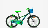 Kron BOBCAT 20 Jant Vitessiz V-Fren Çantalı Çocuk Bisikleti Siyah Mavi Yeşil thumbnail 2