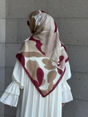 Pamuklu Vera Desen Eşarp-Bordo - 9