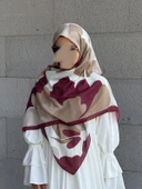 Pamuklu Vera Desen Eşarp-Bordo - 1