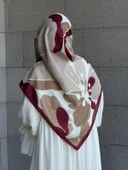 Pamuklu Vera Desen Eşarp-Bordo - 2