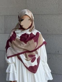 Pamuklu Vera Desen Eşarp-Bordo - 8