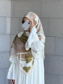 Pamuklu Vera Desen Eşarp-Vizon/Haki - 2