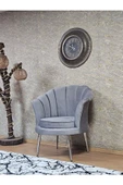 Tekli İstiridye Krom Kaplama Sivriltme Ayak Çay Seti Koltuk Tekli Berjer , Balkon, Salon, Ofis Gri Renk 47 x 47 Boyut/Ebat - 4