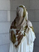 Pamuklu Vera Desen Eşarp-Vizon/Haki - 6