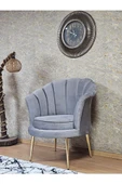 Tekli İstiridye Gold Kaplama Sivriltme Ayak Çay Seti Koltuk Tekli Berjer , Balkon, Salon, Ofis Gri Renk 47 x 47 Boyut/Ebat - 4