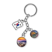 Güney Kore Üçlü Epoksi Metal Çift Taraflı Damla Anahtarlık South Korea thumbnail 1