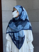 Pamuklu Vera Desen Eşarp-Lacivert - 2