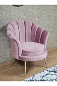 Tekli İstiridye Gold Kaplama Sivriltme Ayak Çay Seti Koltuk Tekli Berjer , Balkon, Salon, Ofis Pembe Renk 47 x 47 Boyut/Ebat - 1