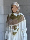 Pamuklu Vera Desen Eşarp-Vizon/Haki - 10