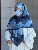 Pamuklu Vera Desen Eşarp-Lacivert - 3