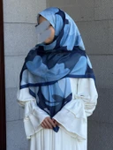 Pamuklu Vera Desen Eşarp-Lacivert - 1