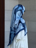 Pamuklu Vera Desen Eşarp-Lacivert - 4