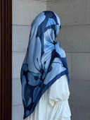 Pamuklu Vera Desen Eşarp-Lacivert - 9