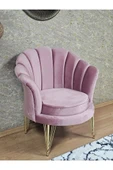 Tekli İstiridye Gold Kaplama Telli Ayak Çay Seti Koltuk Tekli Berjer , Balkon, Salon, Ofis Pembe Renk 47 x 47 Boyut/Ebat thumbnail 1