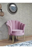 Tekli İstiridye Gold Kaplama Telli Ayak Çay Seti Koltuk Tekli Berjer , Balkon, Salon, Ofis Pembe Renk 47 x 47 Boyut/Ebat thumbnail 3