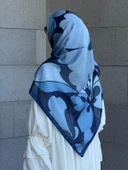 Pamuklu Vera Desen Eşarp-Lacivert - 8