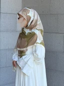 Pamuklu Vera Desen Eşarp-Vizon/Haki - 9