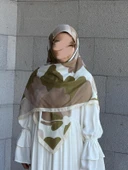 Pamuklu Vera Desen Eşarp-Vizon/Haki - 5