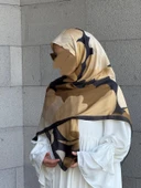 Pamuklu Vera Desen Eşarp-Siyah/Gold - 4