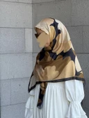 Pamuklu Vera Desen Eşarp-Siyah/Gold - 7