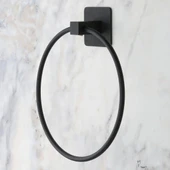 BUFFER® Kendiliğinden Yapışkanlı Siyah Paslanmaz Metal Yuvarlak Havluluk thumbnail 2