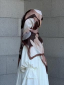 Pamuklu Vera Desen Eşarp-Kahve - 5