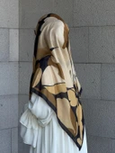 Pamuklu Vera Desen Eşarp-Siyah/Gold - 3