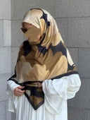 Pamuklu Vera Desen Eşarp-Siyah/Gold - 2