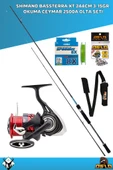 Daiwa Ninja 23 LT 2500 Shimano Bassterra 255cm 4-19gr 8 Örgü Olta Seti thumbnail 1