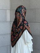 Pamuklu Flora Desen Eşarp-Karma - 10