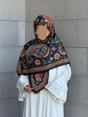 Pamuklu Flora Desen Eşarp-Karma - 6