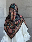 Pamuklu Flora Desen Eşarp-Karma - 5