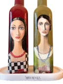 El Yapımı Sanatsal Yağdanlık Seti, Kadın Portreli Cam Şişe Tasarımı, Sirkelik & Sosluk thumbnail 4