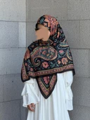 Pamuklu Flora Desen Eşarp-Karma - 2