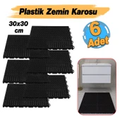 Plastik Karo Banyo Wc Lavabo Tuvalet Zemin Izgarası 30x30 cm Siyah Renk 6 Adet Kaydırmaz Izgara - 2
